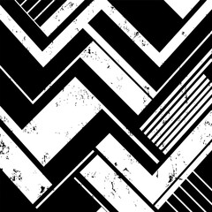 abstract geometric background with lines, triangles, paint strokes and splashes, black and white - 676803378
