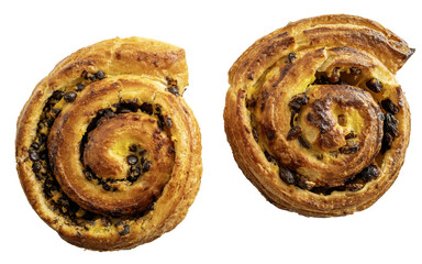 deux viennoiseries sur fond transparent