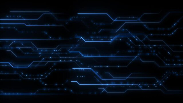 Digital Data moving on Circuit Board and CPU loop backgrounds. Computer Processing and organizing data. Abstract high tech Artificial intelligence (AI), data mining, modern computer technology surface