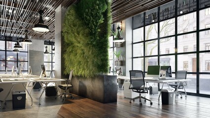 Office interior design background for video and design home office and empty office space background 