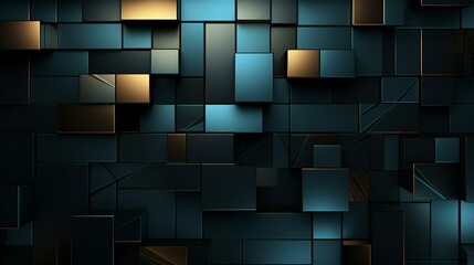 a dark blue and black background with geometric shapes