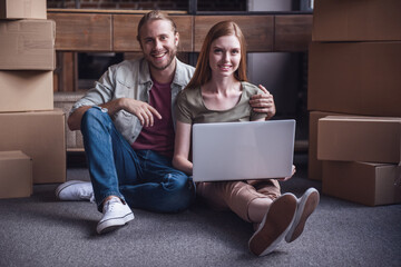 Young couple moving