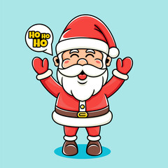 cartoon vector illustration of Santa greeting ,funny, cute.