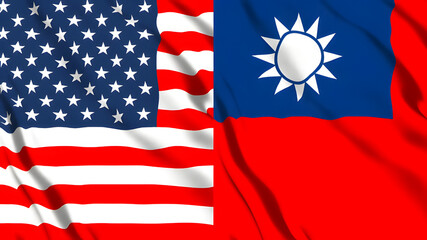 アメリカと台湾の国旗 - obrazy, fototapety, plakaty
