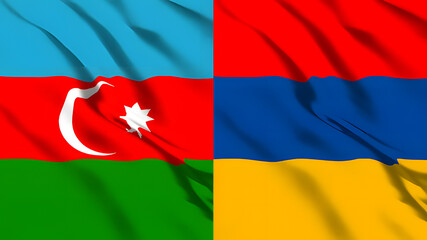Fototapeta premium アゼルバイジャンとアルメニアの国旗