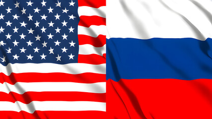 アメリカとロシアの国旗