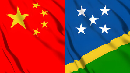 中国とソロモン諸島の国旗