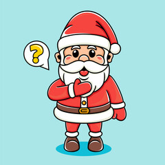 Cartoon vector illustration of Santa thinking about something ,funny, cute.