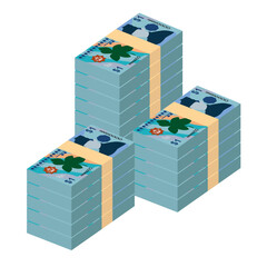 Brunei Dollar Vector Illustration. Brunei money set bundle banknotes. Paper money 1 BND. Flat style. Isolated on white background. Simple minimal design.