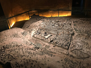 This is a large miniature model of the old city of Jerusalem.
