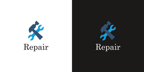 Repair everything. Logo for a repair shop or site. Image of a wrench and a hammer.