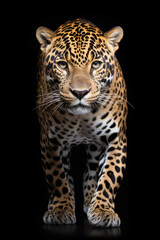 Jaguar on black background