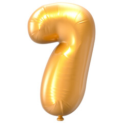 7 Balloon Number Gold 3D Rendering