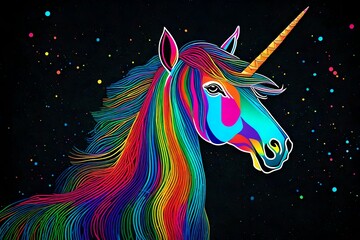 Obraz na płótnie Canvas unicorn illustion , background , colourful illustion , colourful lights ,horse ,abstract colorful rainbow illustion 