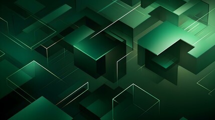 Fototapeta premium Abstract 3D Background of overlapping geometric Shapes. Futuristic Wallpaper in green Colors