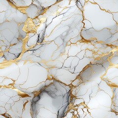 Seamless repeating abstract pattern of gold blue and white metallic ink marble paint texture background