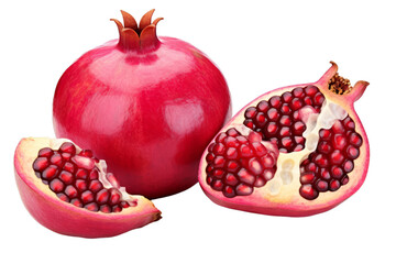 Juicy Pomegranate and Its Delightful Arils on a White Background