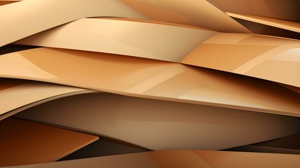Abstract 3D Background of overlapping geometric Shapes. Futuristic Wallpaper in light brown Colors