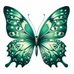 Green butterfly on a white background background 