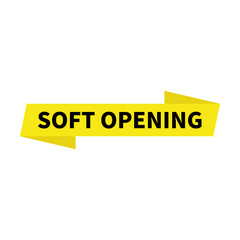 Soft Opening In Yellow Rectangle Ribbon Shape For Advertising Business
