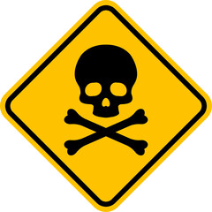 Skull and crossbones sign in rhombus shape.