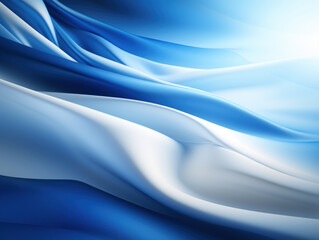 Blue silky fabric with elegant flowing waves.