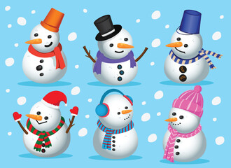 vector snowman characters collection