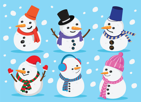 vector snowman characters collection