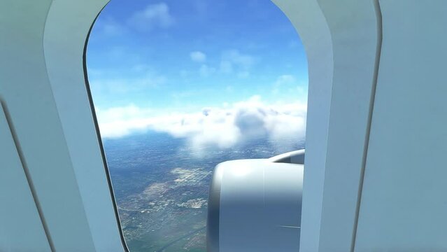 View looking through an airplane window of airbus a320 neo