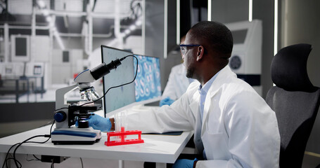 Research Lab Scientist Using Computer