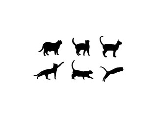 Cat silhouette. Cat collection vector illustration. Set of black cat silhouettes white background.
