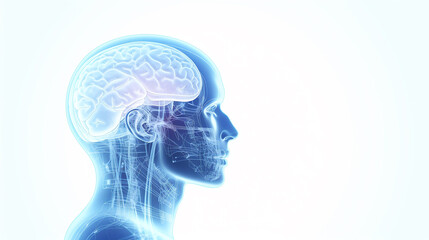 Human brain on white background with copy space. Artificial intelligence and machine learning concept. 
