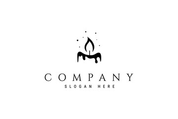 Obraz premium Abstract Candle logo with burning fire wick in flat design