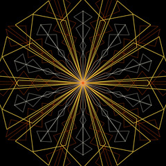 Colorful line art, symmetrical mandala illustration - 676819705