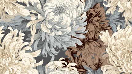  a picture of a bunch of flowers on a gray background with white and brown flowers on the bottom of the picture.  generative ai