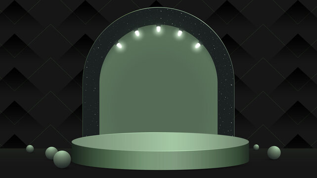 Dark mint cylindrical stand with arch