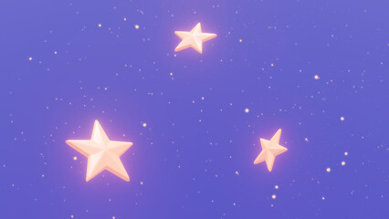 Obraz na płótnie Canvas Magic glowing stars on a purple background. 3D illustration