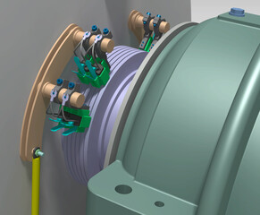 carbon brush excitation system 3D illustration