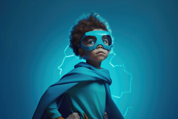 Child pretending to be a superhero, AI generated