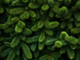 Spruce branch background. Beautiful branch of green spruce. Christmas tree in nature. Spruce close up.
