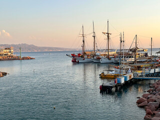 Fototapeta premium Pleasure yachts at the pier in Eilat