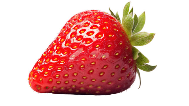 Red stawberry isolated on transparent background, Generative ai.