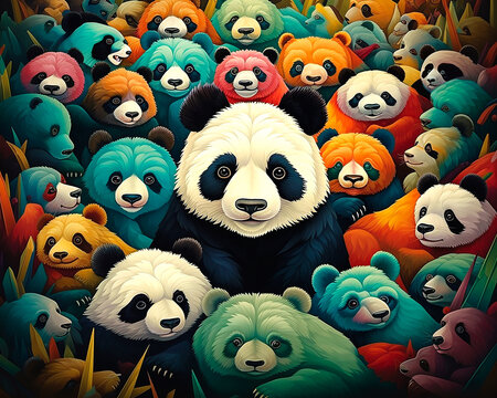Pandabär - Tierköpfe, die das gesamte Bild ausfüllen. 