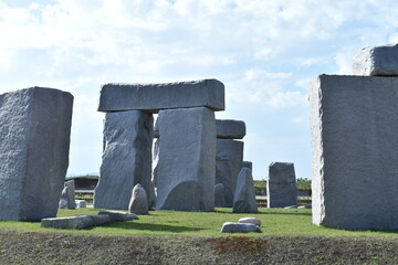 Sapporo Japan November 10 2023 The stone henge like abstract sculpture in the Takino Reien park