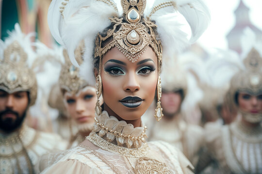 Beauty Venetian white costume, fantasy makeup