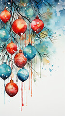 Fototapeta premium Colorfull watercolor christmas card