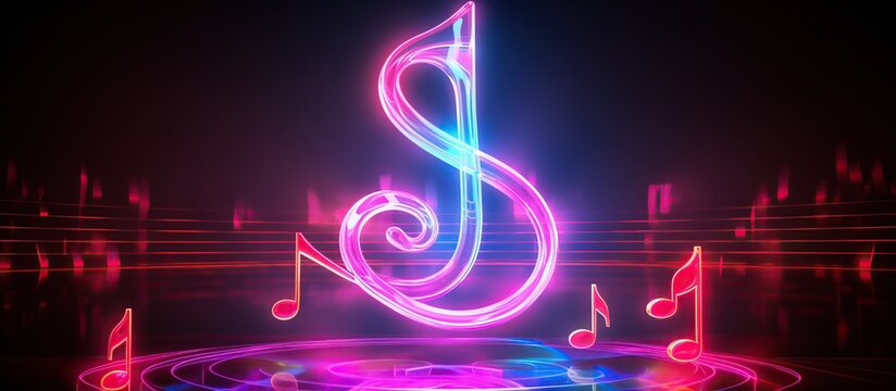 3d rendering music clef icon element on illuminated light background. AI generated image