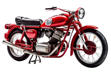 Classic Red Motorcycle Isolated on White Background
