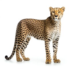 Cheetah standing isolated on white background