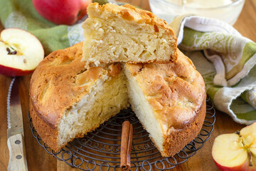 Sweet fruit mayonnaise cake with apples and cinnamon - 676826707